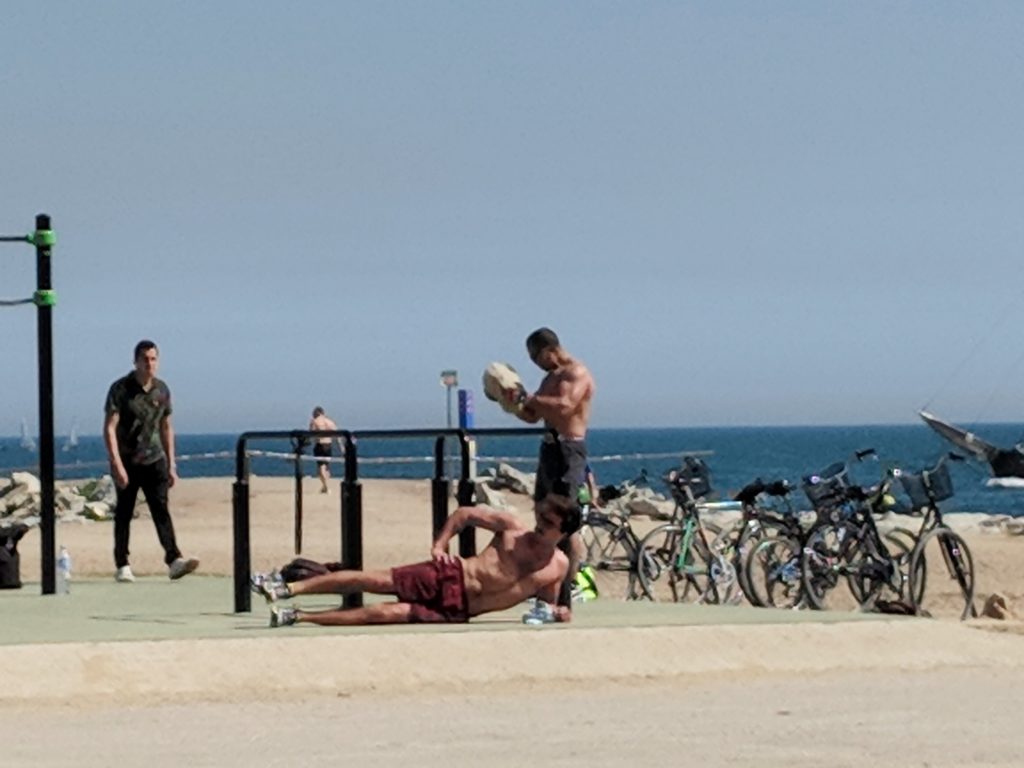 Muscle Beach on Barceloneta Beach