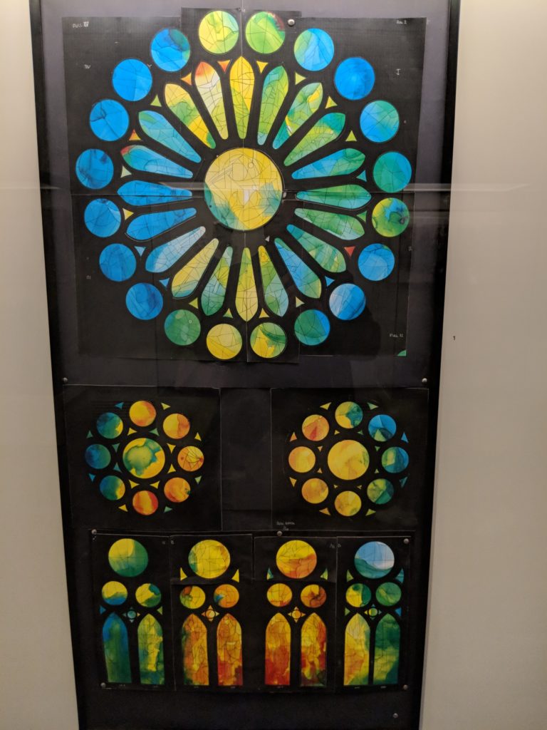 Watercolor mock-up of stained glass windows in Sagrada Familia