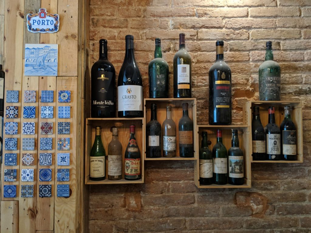 Old Wine Bottles at Oporto Restaurante