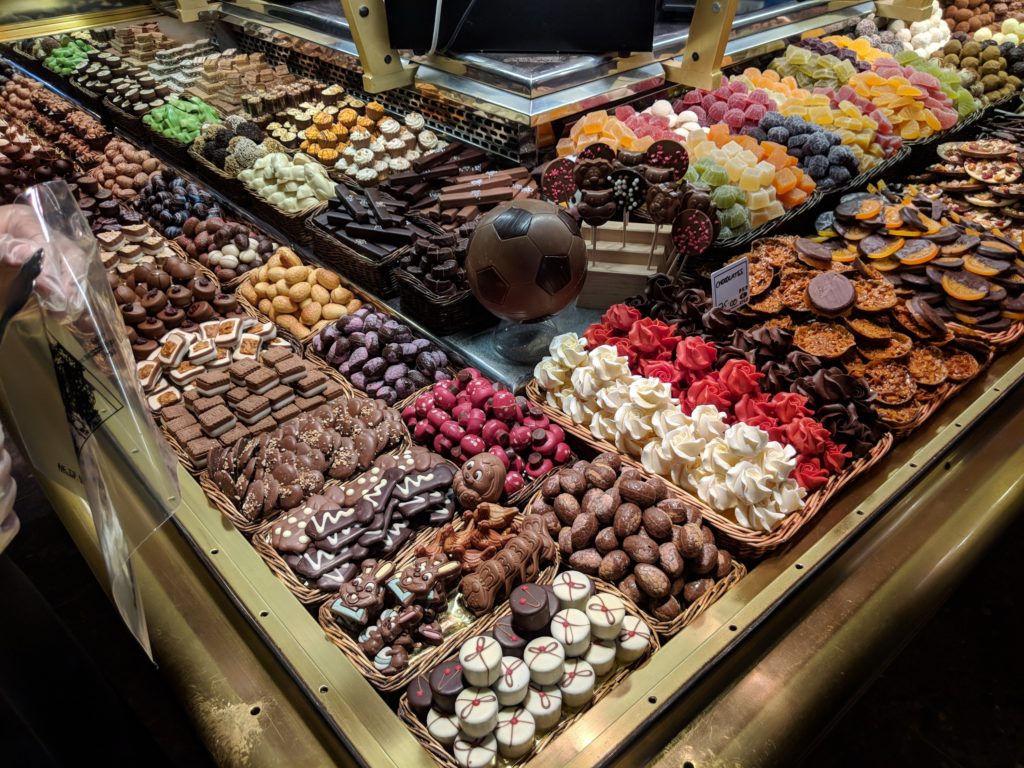 Candy on display in La Boqueria market