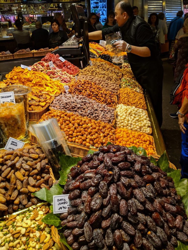 Dates and nuts in La Boqueria