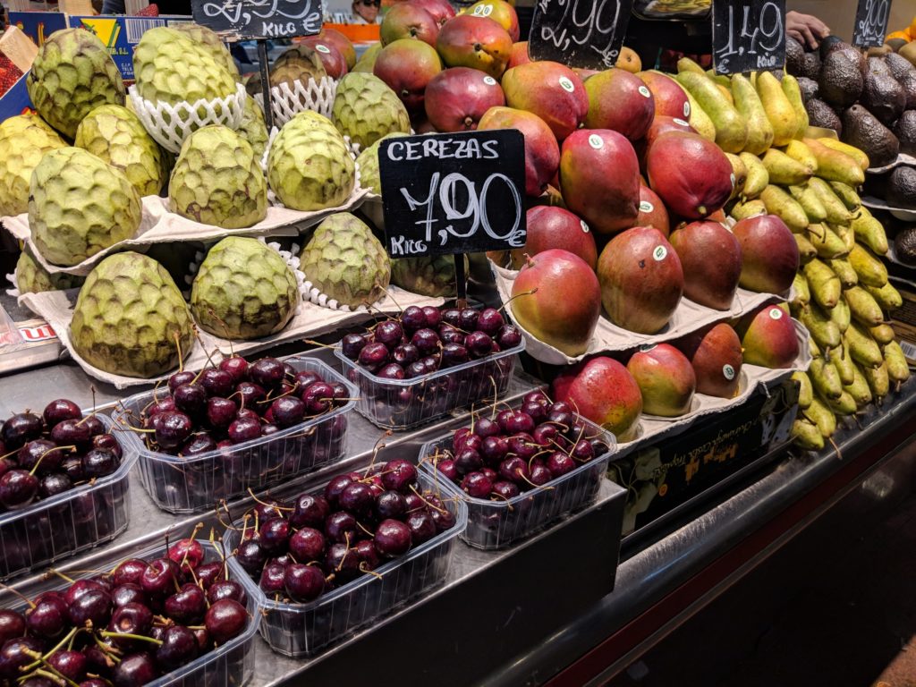 Fruit on display in La Boqueria