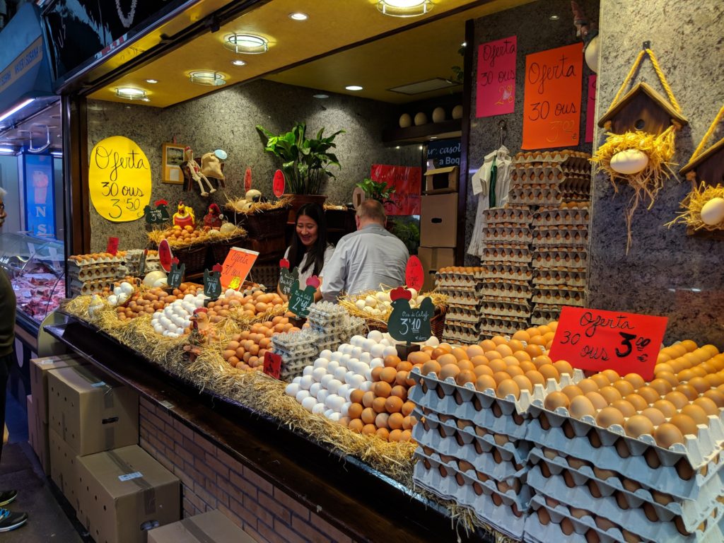 Egg vendor at La Boqueria